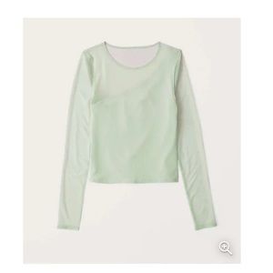 Abercrombie & Fitch Mint Green Mesh Asymmetrical Long Sleeve top